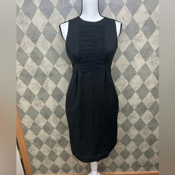 Ted Baker Ruffle Neckline Black Open Back Sleeveless Dress - Picture 2 of 8